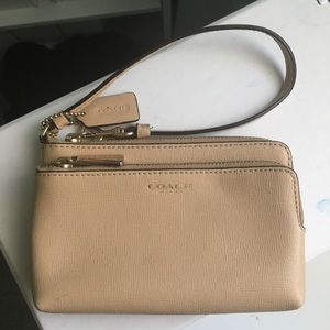 Authentic Coach Double Zipper Leather Wallet